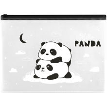 Папка-конверт на молнии MeShu "Hello Panda", A4,  150мкм, прозрачная с рисунком