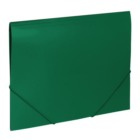 Папка на резинках BRAUBERG "Office", зеленая, до 300 листов, 500 мкм