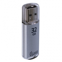 Флеш-диск 32 GB, SMARTBUY V-Cut, USB 2.0, металлический корпус, серебристый