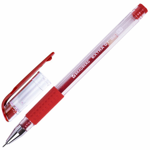 Ручка гелевая с грипом BRAUBERG "EXTRA GT NEEDLE", КРАСНАЯ, игольчатый узел 0,5 мм, линия 0,35 мм