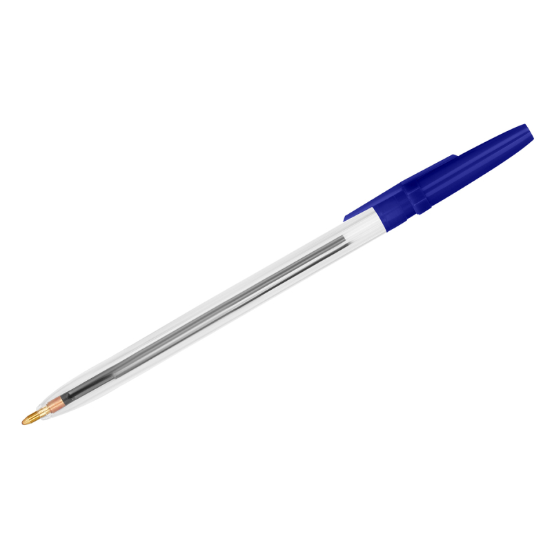Ручка шариковая СТАММ Оптима РО01 1,0мм синяя корпус пластик прозрачный