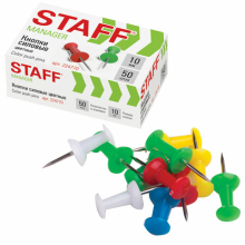 Силовые кнопки-гвоздики цветные STAFF 50 штук, в картонной коробке