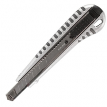 Нож универсальный 9 мм BRAUBERG "Metallic", металлический корпус (рифленый), автофиксатор, блистер,