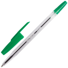 Ручка шариковая BRAUBERG "Line", ЗЕЛЕНАЯ, корпус прозрачный, узел 1 мм, линия письма 0,5 мм*