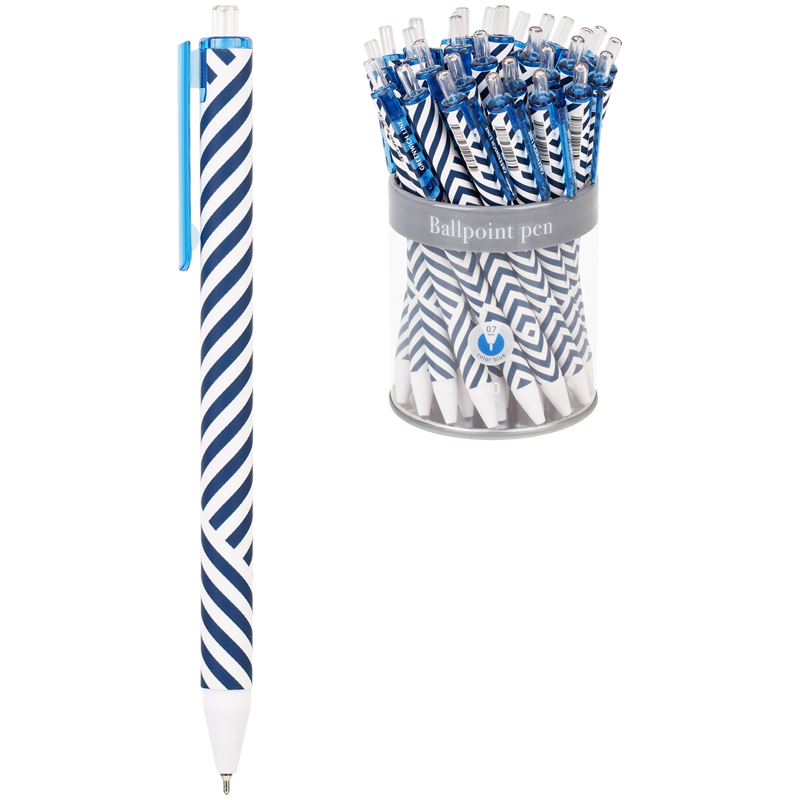 Ручка шариковая автоматическая Greenwich Line "Classy stripes" синяя, 0,7мм, игольчатый стержень, со