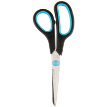 Ножницы 19см OfficeSpace эргономичные ручки, черные с синими вставками, ПВХ чехол