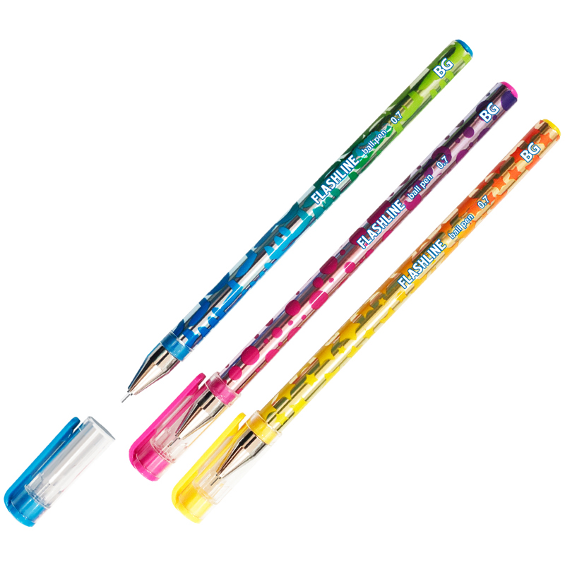 Ручка шариковая синяя, 0,7мм BG "Flashline" пластиковая туба