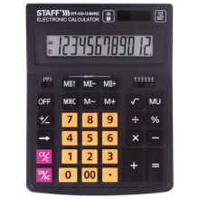 Калькулятор настольный STAFF PLUS STF-333-BKRG (200x154 мм) 12 разрядов, ЧЕРНО-ОРАНЖЕВЫЙ