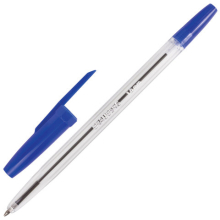 Ручка шариковая BRAUBERG "Line", СИНЯЯ, корпус прозрачный, узел 1 мм, линия письма 0,5 мм