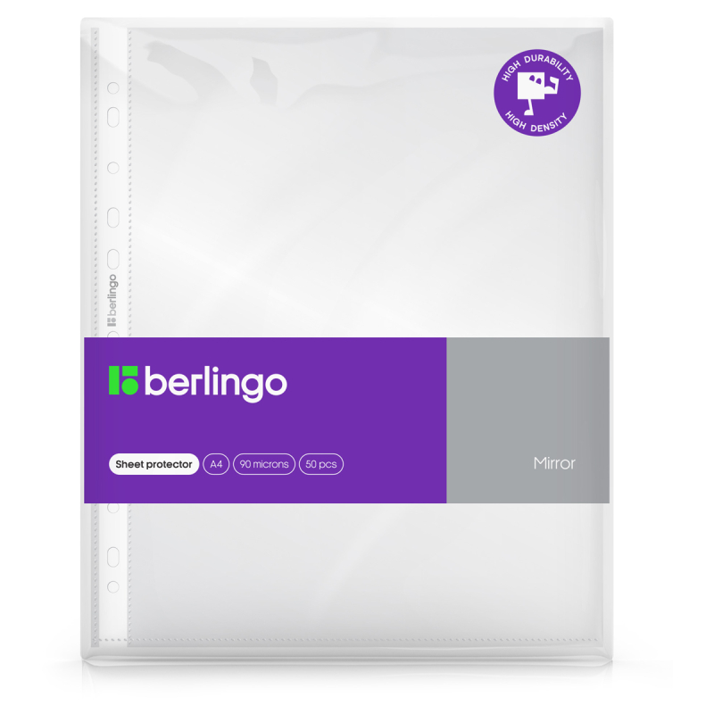 Папка-вкладыш с перфорацией Berlingo "Mirror", А4, 90мкм, 50шт/упак., глянцевая, в пакете