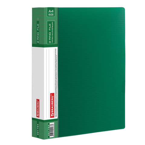 Папка на 2 кольцах BRAUBERG "Contract", 35 мм, зеленая, до 270 листов, 0,9 мм
