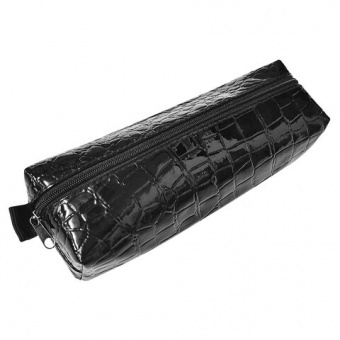 Пенал-косметичка BRAUBERG "Ultra black", "крокодиловая кожа", 20х6х4 см