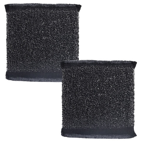 Губка скрабер 11 х 10 х 1,5 см поролон + металлическая оплетка КОМПЛЕКТ 2 штуки, посуда, уборка, LAI