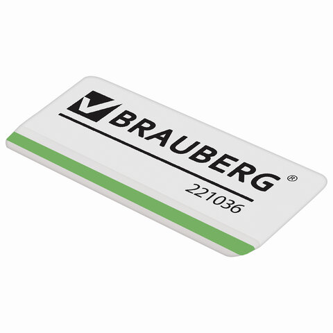 Ластик BRAUBERG "Partner", 57х18х8 мм, белый, прямоугольный, скошенные края