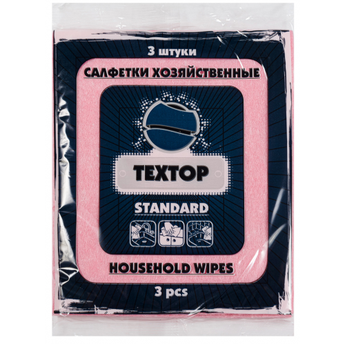 Салфетка вискозная 30х35см Стандарт  (ТЕКСТОП розовая) (х3 шт/уп)
