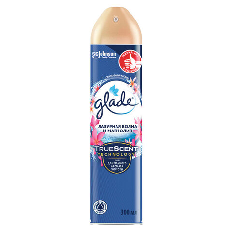 Освежитель воздуха аэрозольный 300 мл, GLADE "Лазурная волна и магнолия"