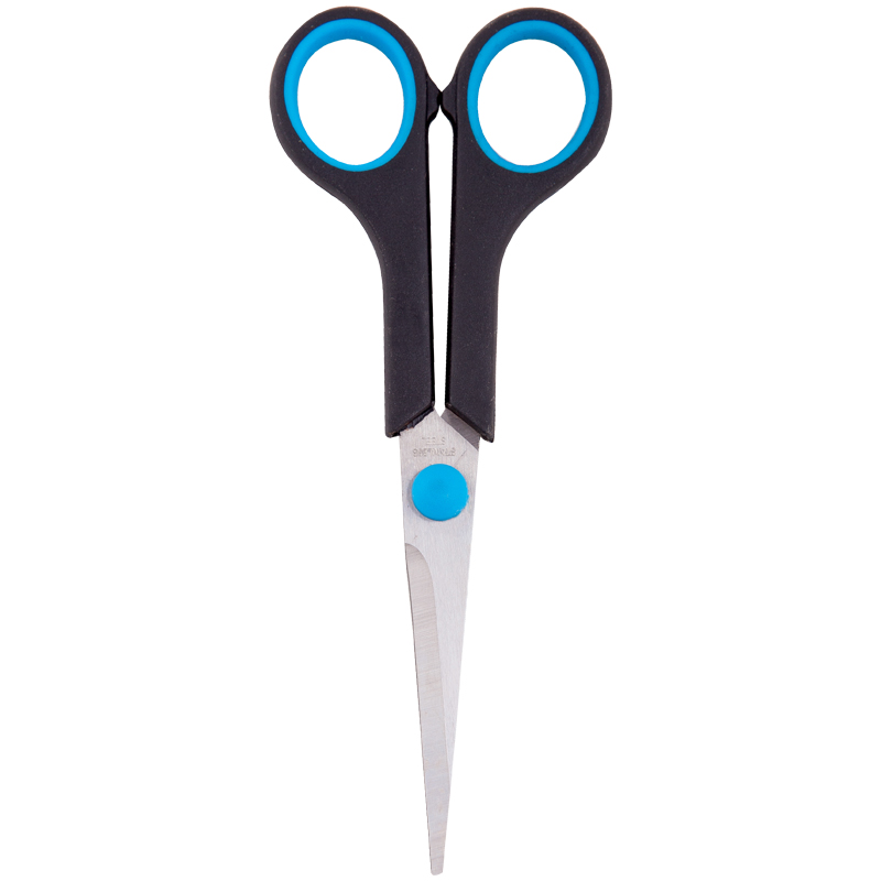 Ножницы 16см OfficeSpace черные с синими вставками