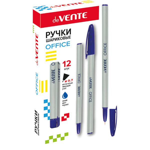Ручка шариковая "deVENTE. Office" d=0,7 мм, непрозрачный серебристый корпус, игольчатый пишущий узел
