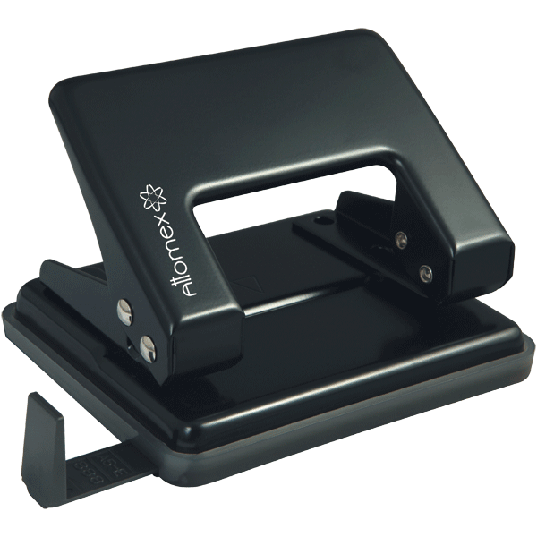 Дырокол "Attomex" (20 листов) металлический, с линейкой, в картонной коробке, черный