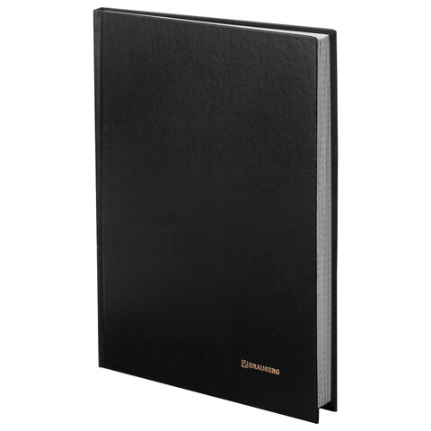 Книга учета 96 л., клетка, твердая, бумвинил, блок офсет, А4 200х290 мм, BRAUBERG, черная