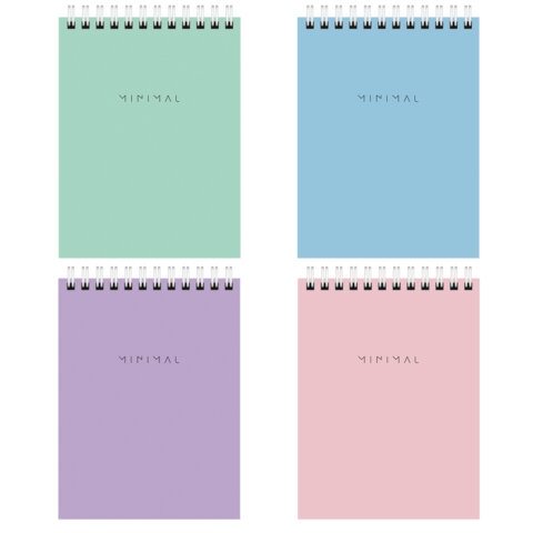 Блокнот МАЛЫЙ ФОРМАТ А6 108х145 мм, 40 л., гребень, картон, клетка, BRAUBERG "Minimal Pastel"