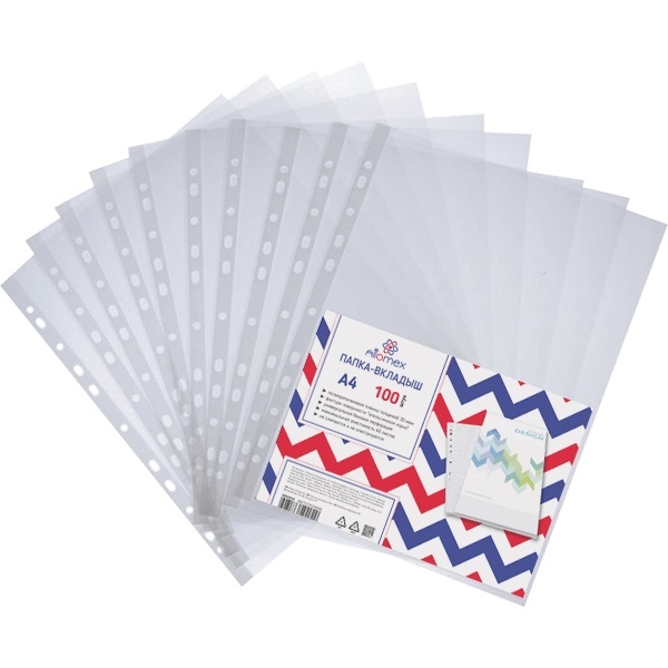 Папка-вкладыш "Attomex" A4 30 мкм, фактура "апельсиновая корка" с универсальной боковой перфорац