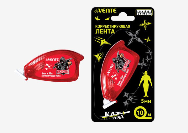 Корректирующая лента "deVENTE. SuperHero" 5 ммx10 м, полупрозрачный зеленый корпус, фронтальный аппл