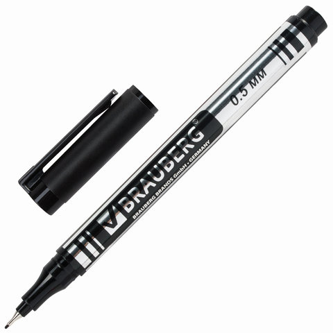 Маркер для CD и DVD BRAUBERG, ЧЕРНЫЙ, супертонкий металлический наконечник, 0,5 мм