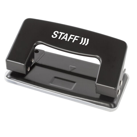 Дырокол 10 листов металлический STAFF "EVERYDAY,", без линейки, черный