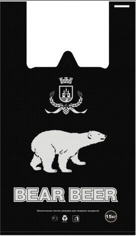 Пакет ПЭ типа "майка" 30+14x58 11мк " Медведь" 50шт/упак