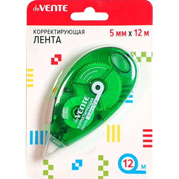 Корректирующая лента "deVENTE" 5 ммx12 м, зеленый полупрозрачный корпус, фронтальный аппликатор, в к