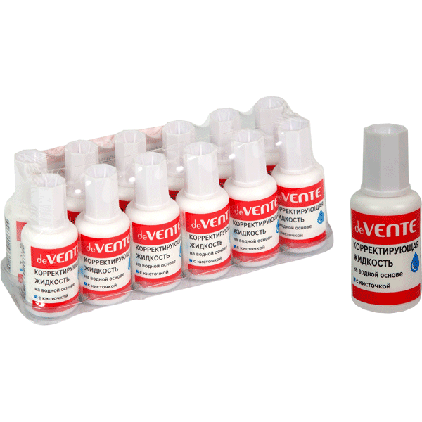 Корректирующая жидкость "deVENTE" 20 г, на водной основе, морозоустойчивая, в бутылочке с кисточкой,