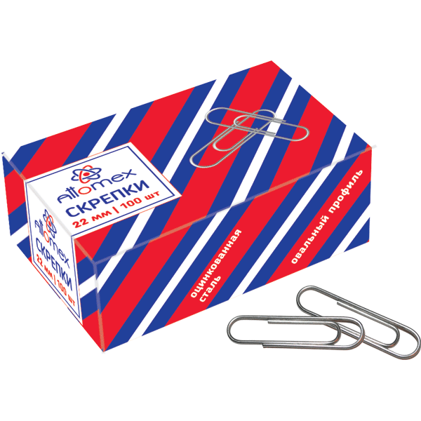 Скрепки 22 мм овальные оцинкованные "Attomex" ,100 шт в картонной коробке