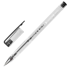 Ручка гелевая STAFF, корпус прозрачный, хром. детали, узел 0,5мм, линия 0,35мм, черная, GP108