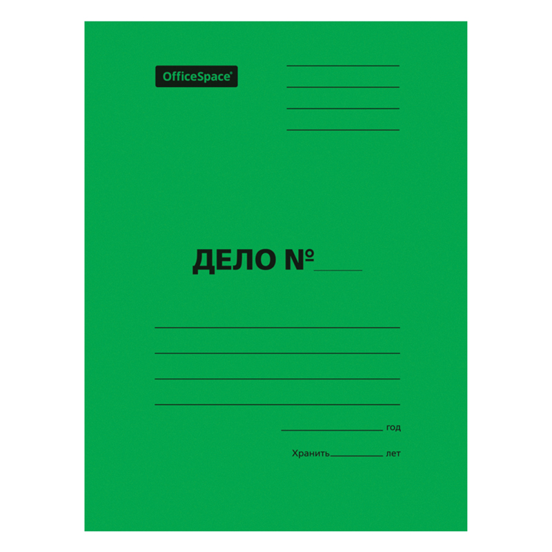 Скоросшиватель 300г/м2 зеленый OfficeSpace "Дело", картон мелованный