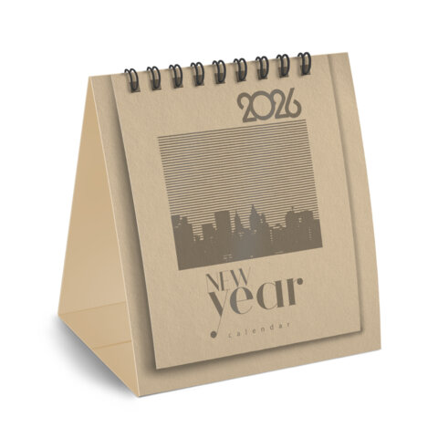Календарь-домик настольный на гребне, 2026 г., BRAUBERG, 110х120 мм, БЕЖЕВЫЙ