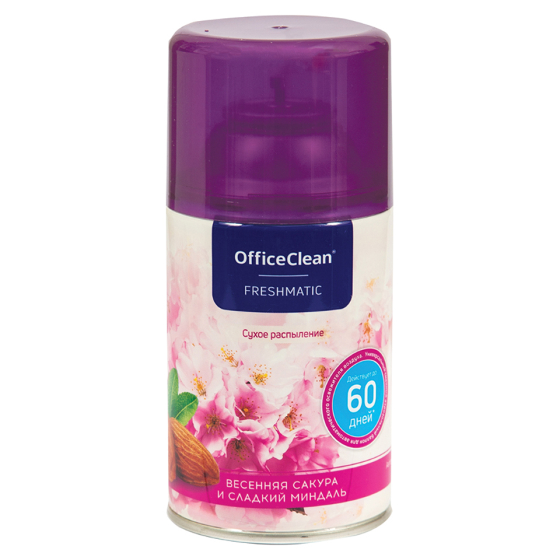 Сменный баллон для освеж. воздуха OfficeClean "Весенняя сакура и сладкий миндаль" сухое распыление, 