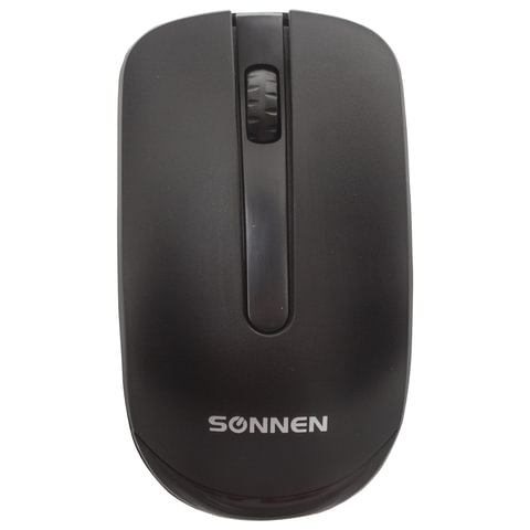 Мышь беспроводная SONNEN M-3032, USB, 1200 dpi, 2 кнопки + 1 колесо-кнопка, оптическая, черная