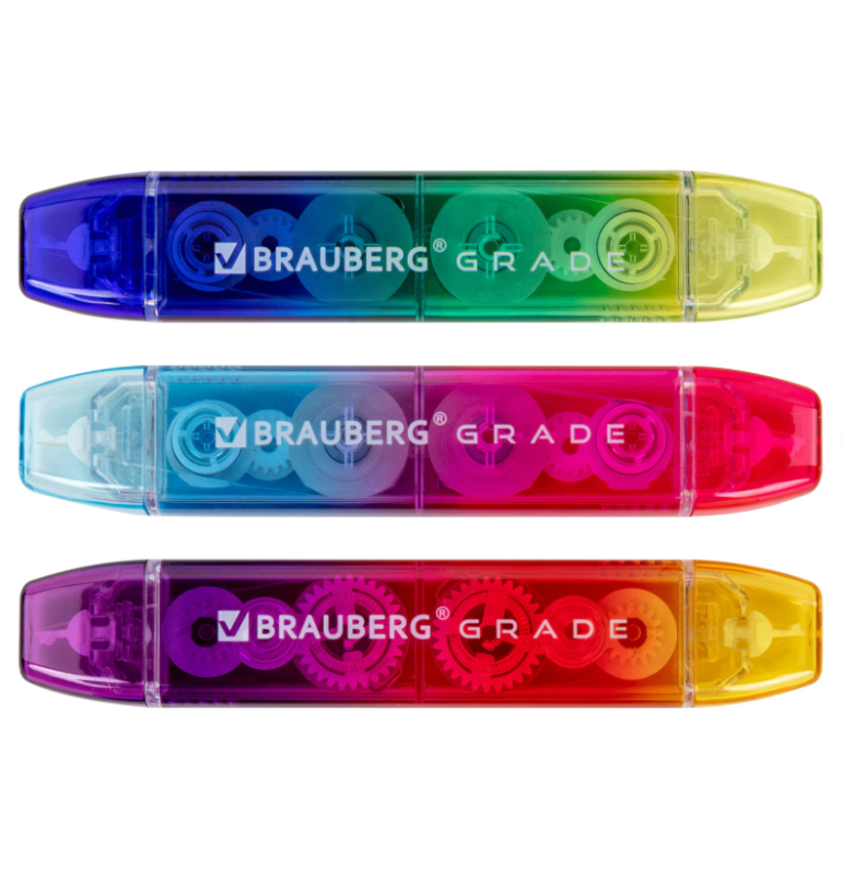 Корректирующая лента двусторонняя 5 мм x 10 м, BRAUBERG "Grade", ассорти