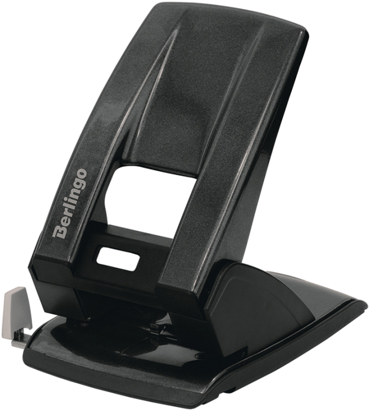 Дырокол 60л Berlingo "Power TX", металлический, с фиксатором и линейкой, черный