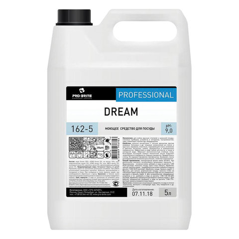 Средство для мытья посуды 5 л, PRO-BRITE DREAM, фруктовый аромат, нейтральное, концентрат
