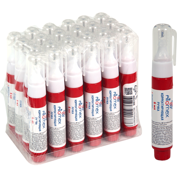 Ручка-корректор "Attomex" 06 мл, быстросохнущая, трубчатая система подачи, в пластиковом поддоне