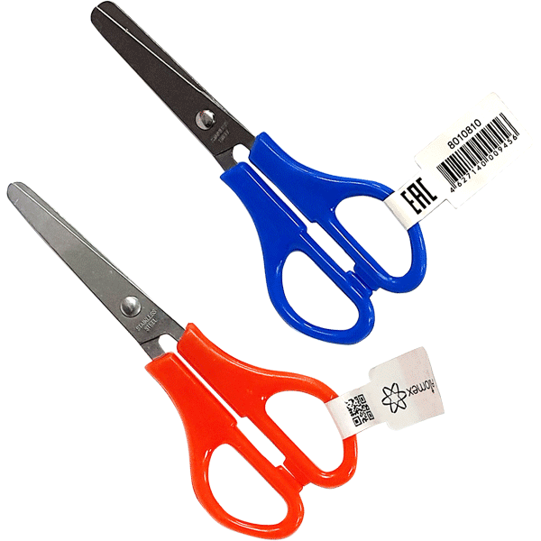 Ножницы детские "Attomex" 13,2 см, пластиковые кольца, в пластиковом пакете