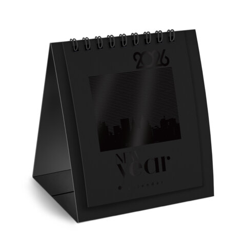 Календарь-домик настольный на гребне, 2026 г., BRAUBERG, 110х120 мм, ЧЕРНЫЙ