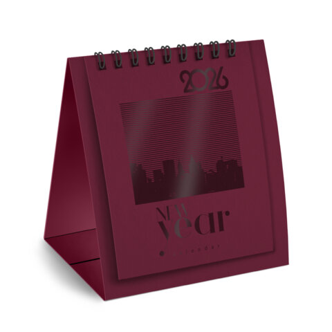 Календарь-домик настольный на гребне, 2026 г., BRAUBERG, 110х120 мм, БОРДОВЫЙ