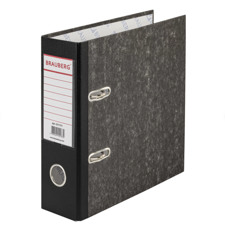 Папка-регистратор МАЛЫЙ ФОРМАТ (148х210 мм), А5, 70 мм, ВЕРТИКАЛЬНАЯ, покрытие мраморное, ПВХ,черная