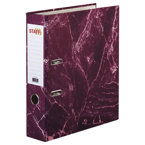 Папка-регистратор STAFF "Basic" БЮДЖЕТ с мраморным покрытием, 70 мм, без уголка, красная