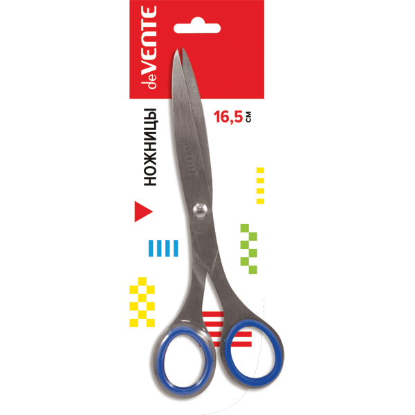 Ножницы канцелярские "deVENTE. Solid" 16,5 см, цельнометаллические, прорезиненные симметричные кольц